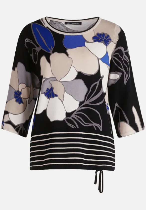 Betty Barclay Strick*Feinstrickpullover mit Blumenprint Schwarz/Blau