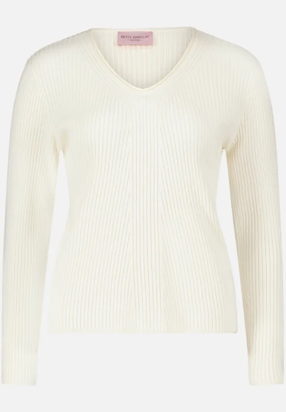 Betty Barclay Strick*Feinstrickpullover mit Rippenstruktur Antique White