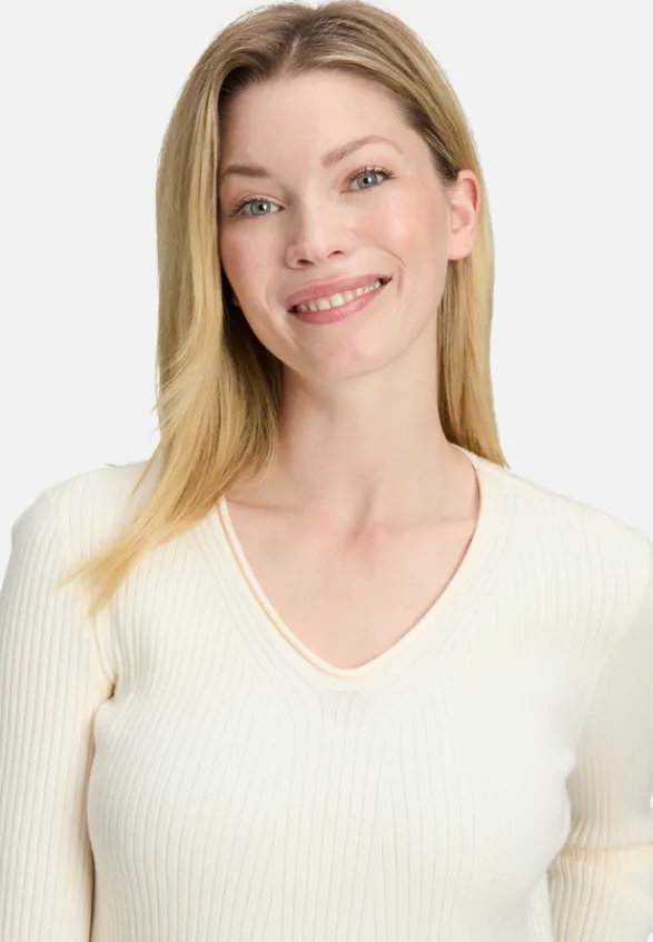 Betty Barclay Strick*Feinstrickpullover mit Rippenstruktur Antique White