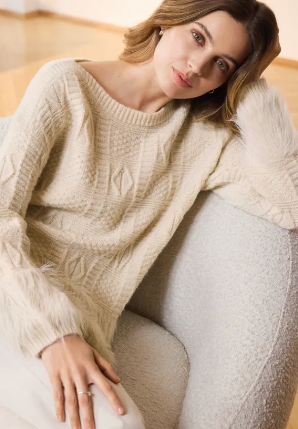 Betty Barclay Strick*Grobstrick-Pullover mit Effektgarn beige
