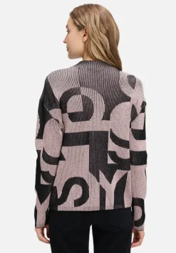 Betty Barclay Strick*Grobstrick-Pullover mit Jacquard Patch Black/Rosé