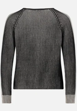 Betty Barclay Strick*Grobstrick-Pullover mit Rippenstruktur Patch Black/Beige