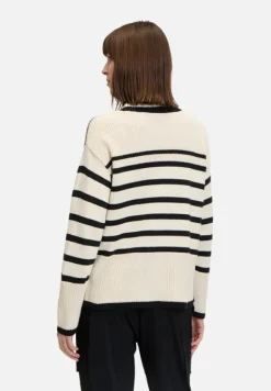 Betty Barclay Strick*Grobstrick-Pullover mit Streifen Patch Beige/Black