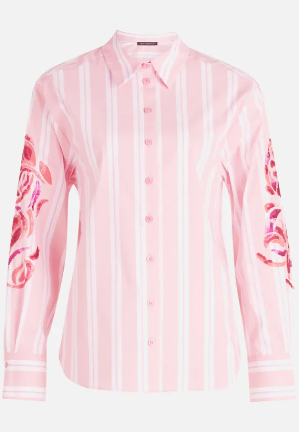 Betty Barclay Blusen*Hemdbluse mit Kragen Rosé/White