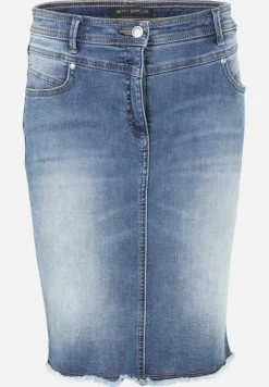 Betty Barclay Röcke*Jeansrock mit Fransen Light Blue Denim
