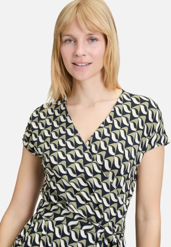 Betty Barclay Kleider*Jerseykleid mit V-Ausschnitt Dark Blue/Green