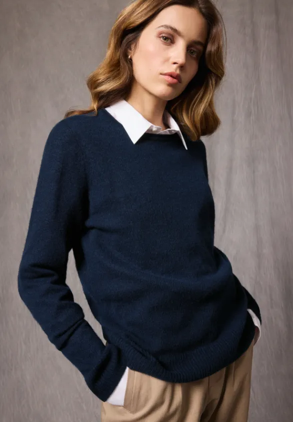 Betty Barclay Strick|Kaschmir*Kaschmir-Pullover mit Rundhalsausschnitt dunkelblau