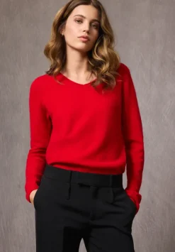 Betty Barclay Strick|Kaschmir*Kaschmir-Pullover mit V-Ausschnitt Rot