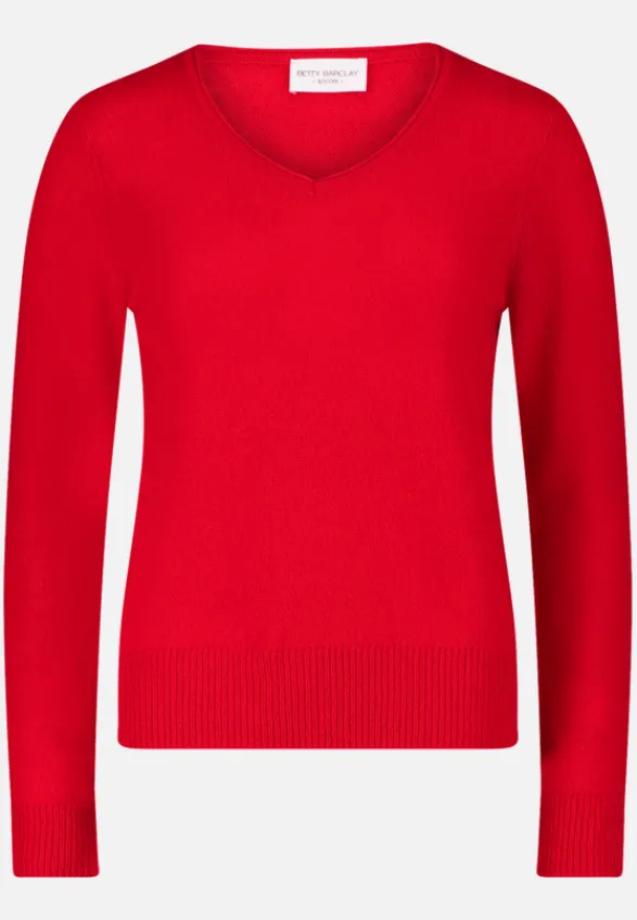 Betty Barclay Strick|Kaschmir*Kaschmir-Pullover mit V-Ausschnitt Rot