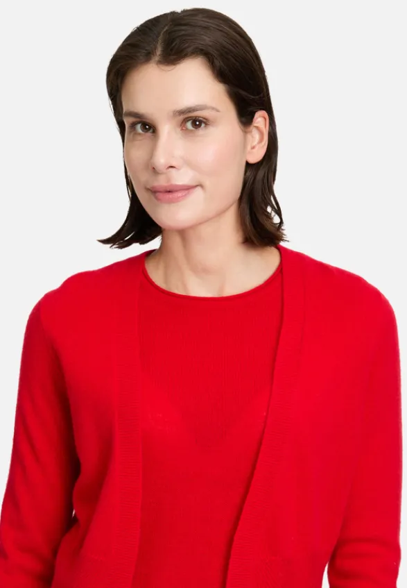 Betty Barclay Festliche Mode|Strick*Kaschmir-Strickjacke mit Rippbündchen Rot