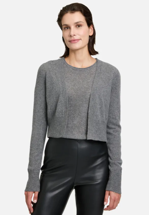 Betty Barclay Festliche Mode|Kaschmir*Kaschmir-Strickjacke mit Rippbündchen Grey Melange