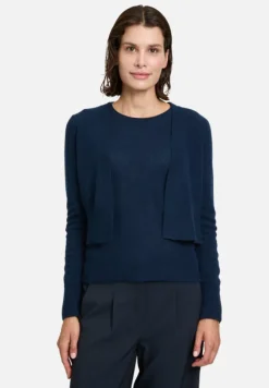 Betty Barclay Festliche Mode|Strick*Kaschmir-Strickjacke mit Rippbündchen dunkelblau