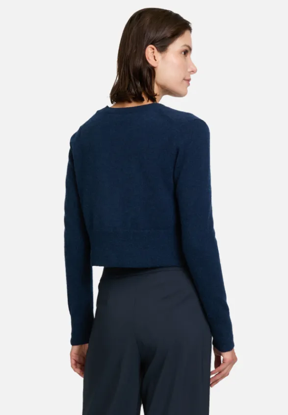 Betty Barclay Festliche Mode|Strick*Kaschmir-Strickjacke mit Rippbündchen dunkelblau