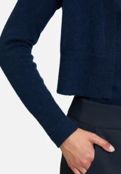 Betty Barclay Festliche Mode|Strick*Kaschmir-Strickjacke mit Rippbündchen dunkelblau