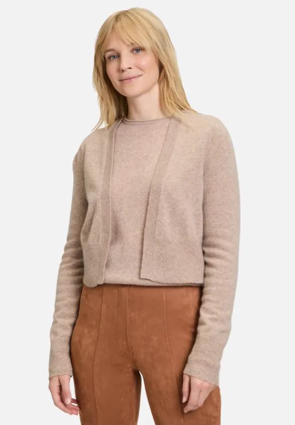 Betty Barclay Festliche Mode|Strick*Kaschmir-Strickjacke mit Rippbündchen FunghiMelange