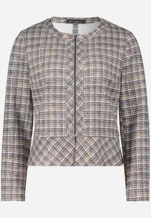 Betty Barclay Business Kleidung|Blazer*Kurzblazer mit Reißverschluss Grau/Beige