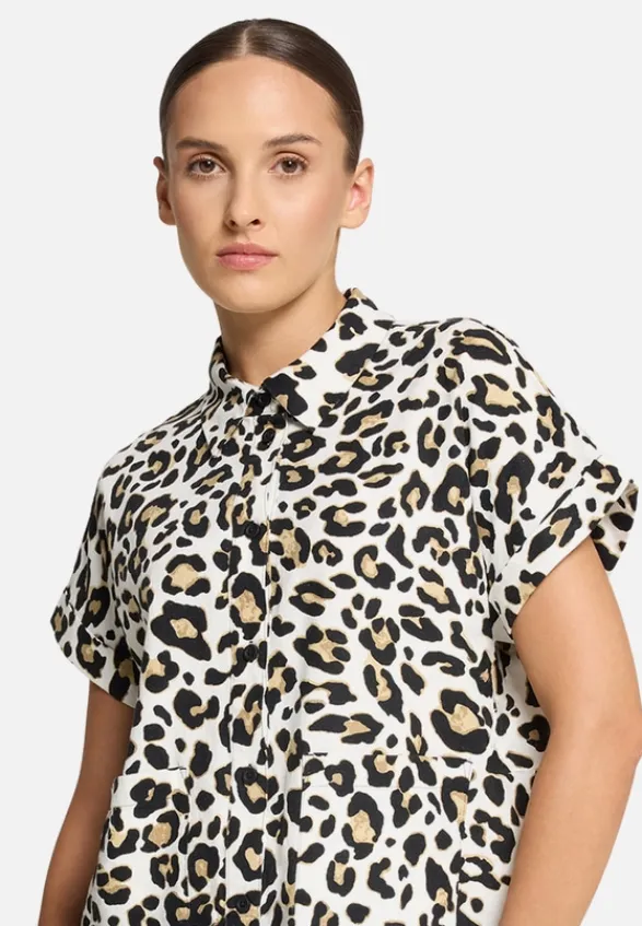 Betty Barclay Blusen*Leinenbluse mit Kragen Weiß/Schwarz