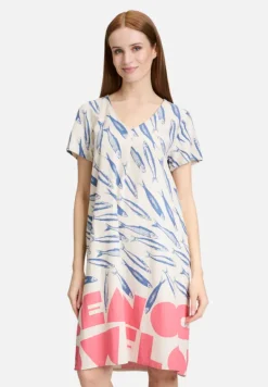 Betty Barclay Kleider*Leinenkleid mit V-Ausschnitt Nature/Blue