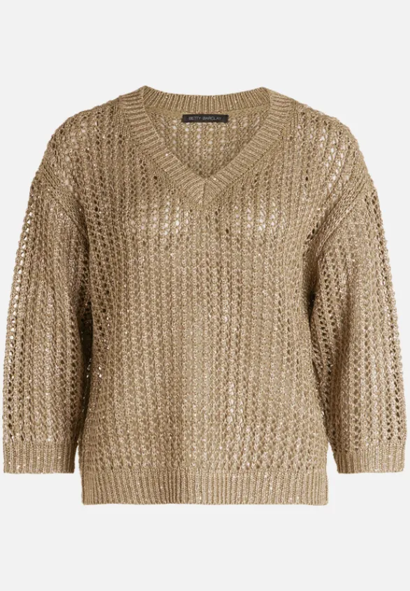Betty Barclay Strick*Lochstrick-Pullover mit Pailletten Soft Olive