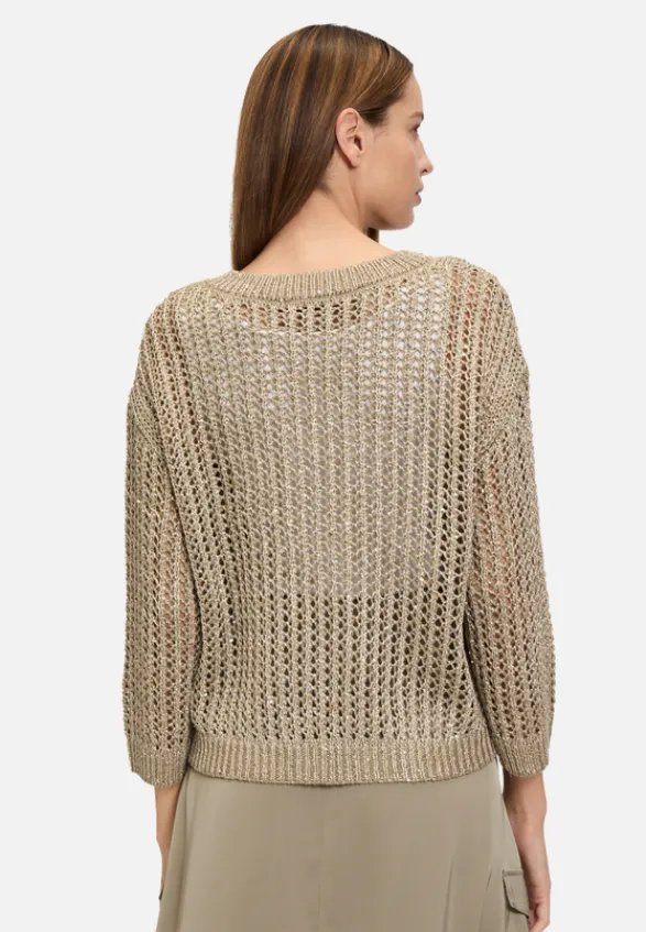 Betty Barclay Strick*Lochstrick-Pullover mit Pailletten Soft Olive