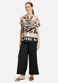 Betty Barclay Blusen*Longbluse mit Stehkragen Beige/Schwarz