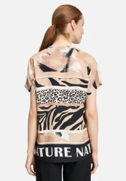 Betty Barclay Blusen*Longbluse mit Stehkragen Beige/Schwarz