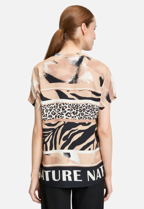 Betty Barclay Blusen*Longbluse mit Stehkragen Beige/Schwarz