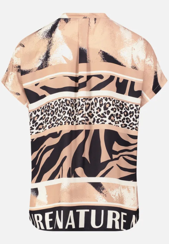 Betty Barclay Blusen*Longbluse mit Stehkragen Beige/Schwarz