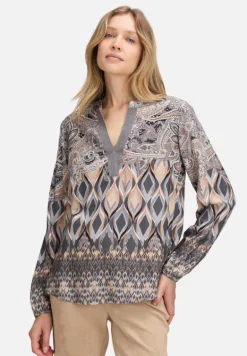 Betty Barclay Blusen*Longbluse mit Stehkragen Grau/Beige