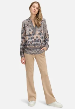 Betty Barclay Blusen*Longbluse mit Stehkragen Grau/Beige