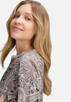 Betty Barclay Blusen*Longbluse mit Stehkragen Grau/Beige