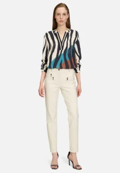 Betty Barclay Blusen*Longbluse mit Stehkragen Dark Blue/Beige