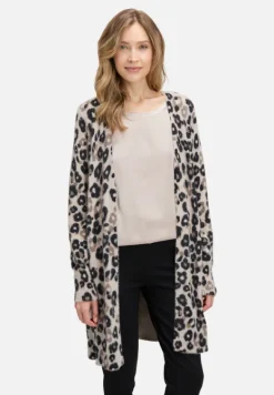 Betty Barclay Strick*Longstrickjacke mit Aufdruck Taupe/Black