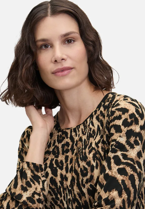 Betty Barclay Kleider*Plisseekleid langarm Schwarz/Beige