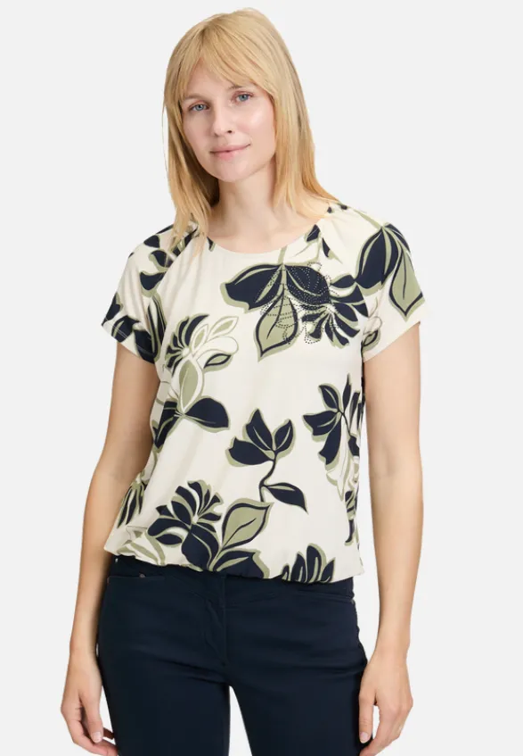 Betty Barclay Shirts*Printshirt mit Gummizug Beige/Dark Blue