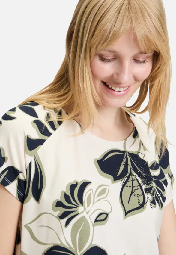Betty Barclay Shirts*Printshirt mit Gummizug Beige/Dark Blue