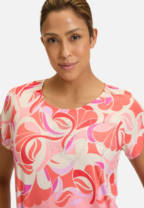 Betty Barclay Shirts*Printshirt mit Gummizug Red/Rosè