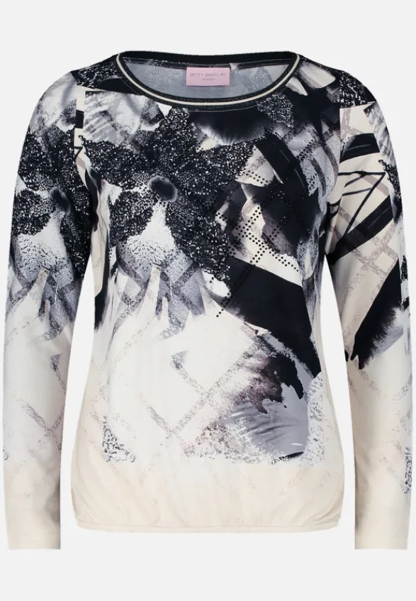 Betty Barclay Shirts*Printshirt mit Gummizug Schwarz/Beige