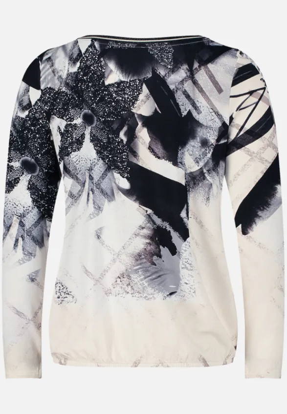 Betty Barclay Shirts*Printshirt mit Gummizug Schwarz/Beige