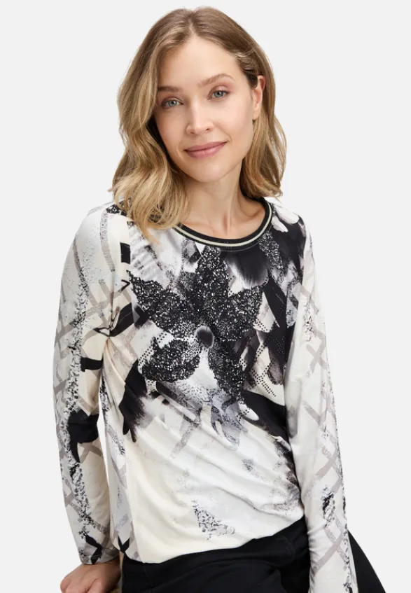 Betty Barclay Shirts*Printshirt mit Gummizug Schwarz/Beige