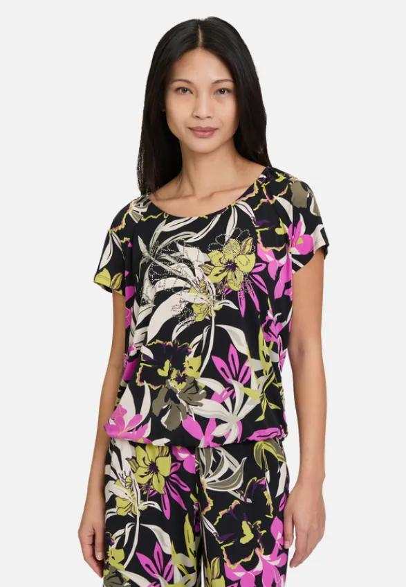 Betty Barclay Shirts*Printshirt mit Gummizug Black/Khaki