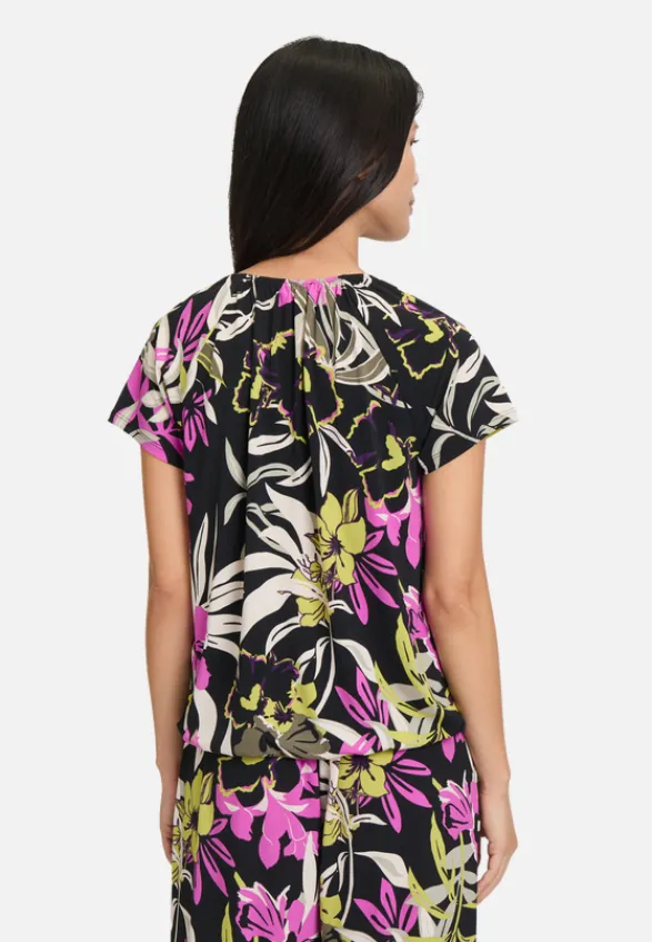 Betty Barclay Shirts*Printshirt mit Gummizug Black/Khaki