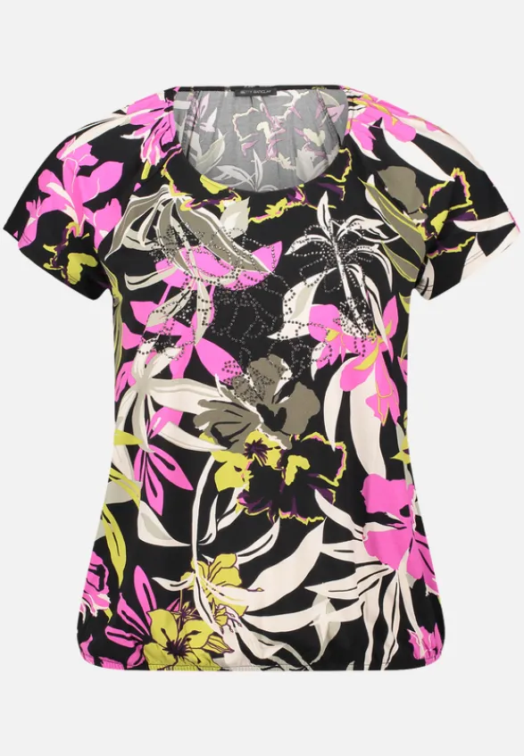 Betty Barclay Shirts*Printshirt mit Gummizug Black/Khaki