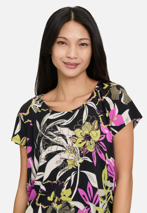 Betty Barclay Shirts*Printshirt mit Gummizug Black/Khaki