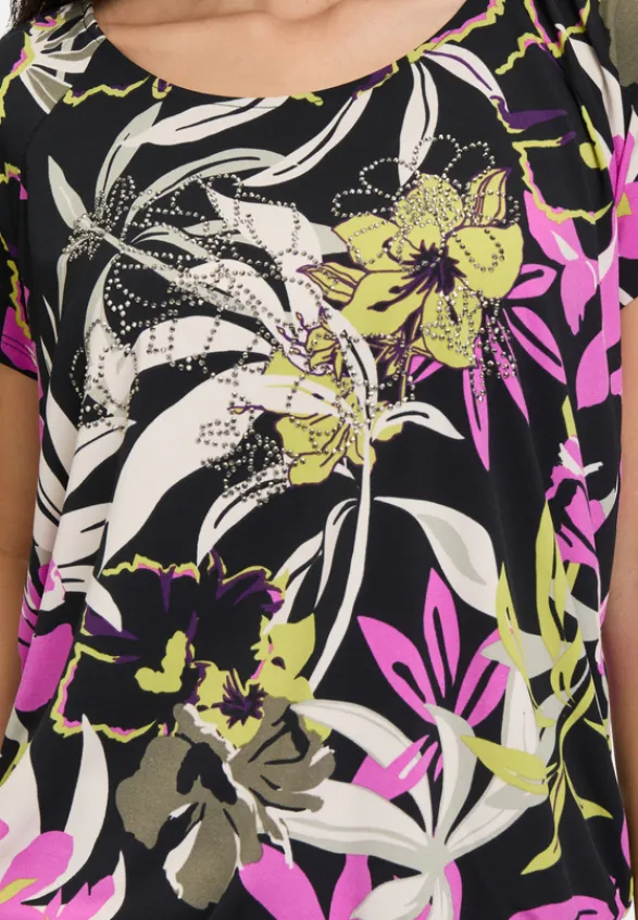 Betty Barclay Shirts*Printshirt mit Gummizug Black/Khaki