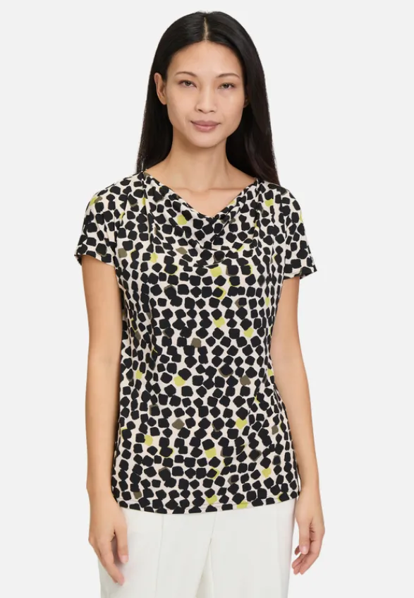 Betty Barclay Shirts*Printshirt mit Wasserfallausschnitt Beige/Schwarz