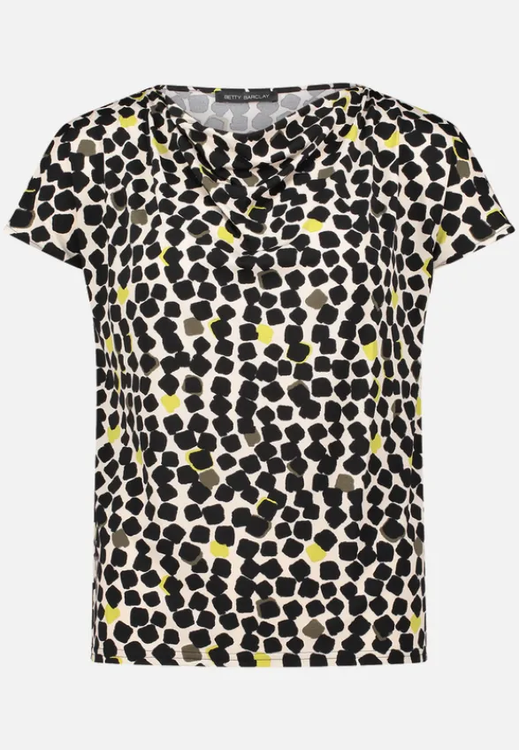 Betty Barclay Shirts*Printshirt mit Wasserfallausschnitt Beige/Schwarz