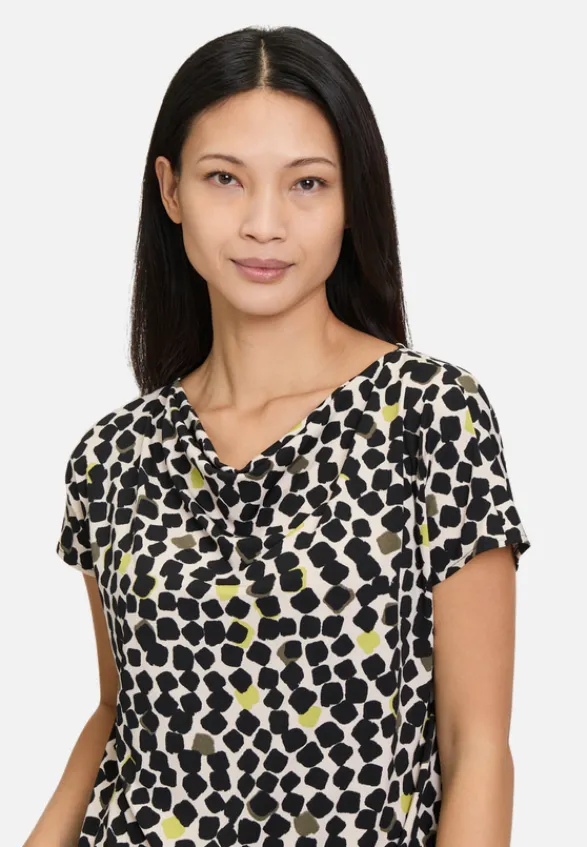 Betty Barclay Shirts*Printshirt mit Wasserfallausschnitt Beige/Schwarz