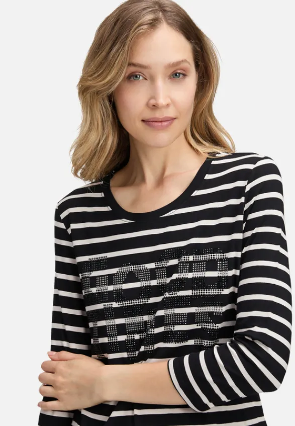 Betty Barclay Shirts*Ringelshirt mit Schmucksteinen Schwarz/Beige