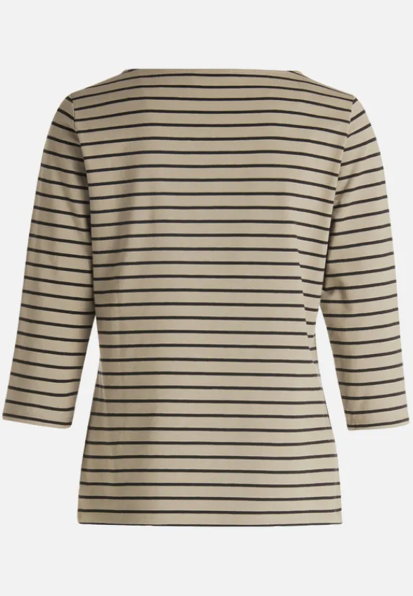 Betty Barclay Shirts*Ringelshirt mit U-Boot-Ausschnitt Khaki/Schwarz